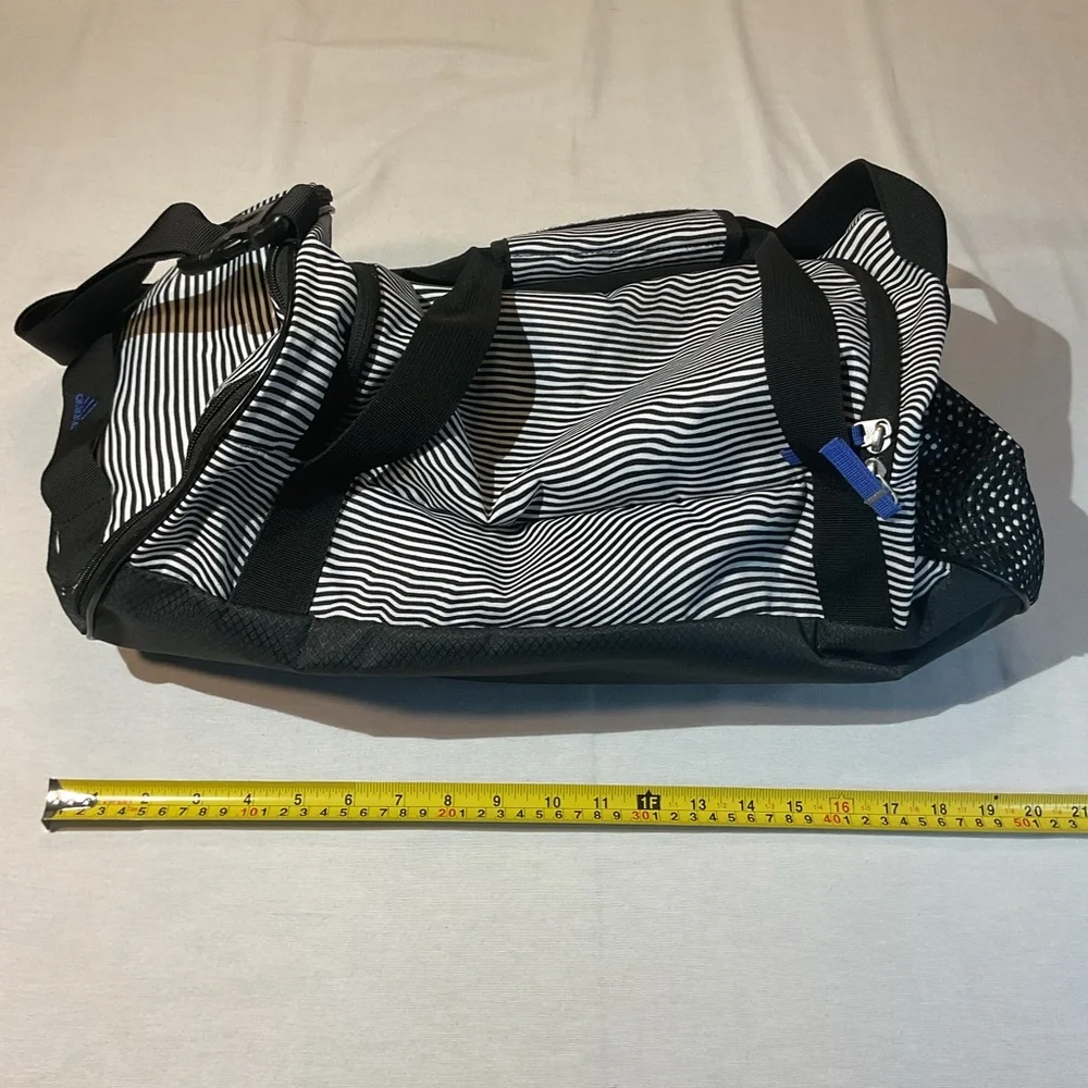 Adidas Squad III Black & White Striped w/Black Accents Duffle Bag Shoulder Strap